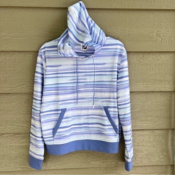 Ladies Footjoy L/S Watercolor Pullover Hoodie Striped Purple Lilac Medium‎ FJ - Picture 4 of 12
